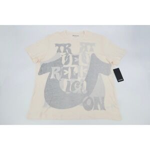 True Religion Men's Winter White Push Print‎ Tee T-Shirt Size XL Relaxed Fit New